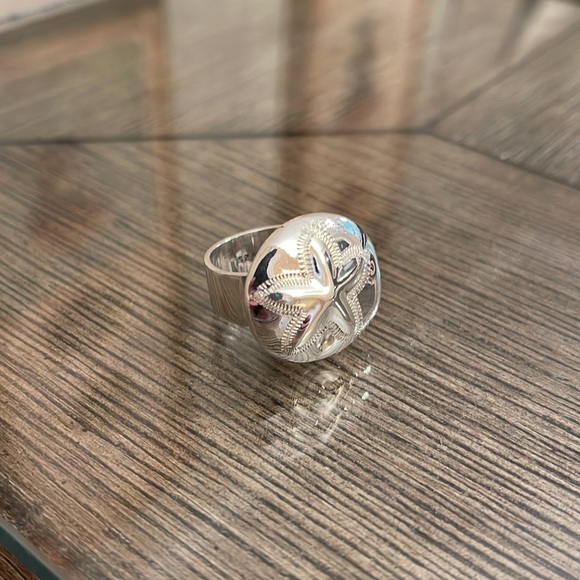 Vintage Sterling Silver Sand Dollar Ring Large Beach Theme Size 7 1/2, Approx. - Picture 8 of 16